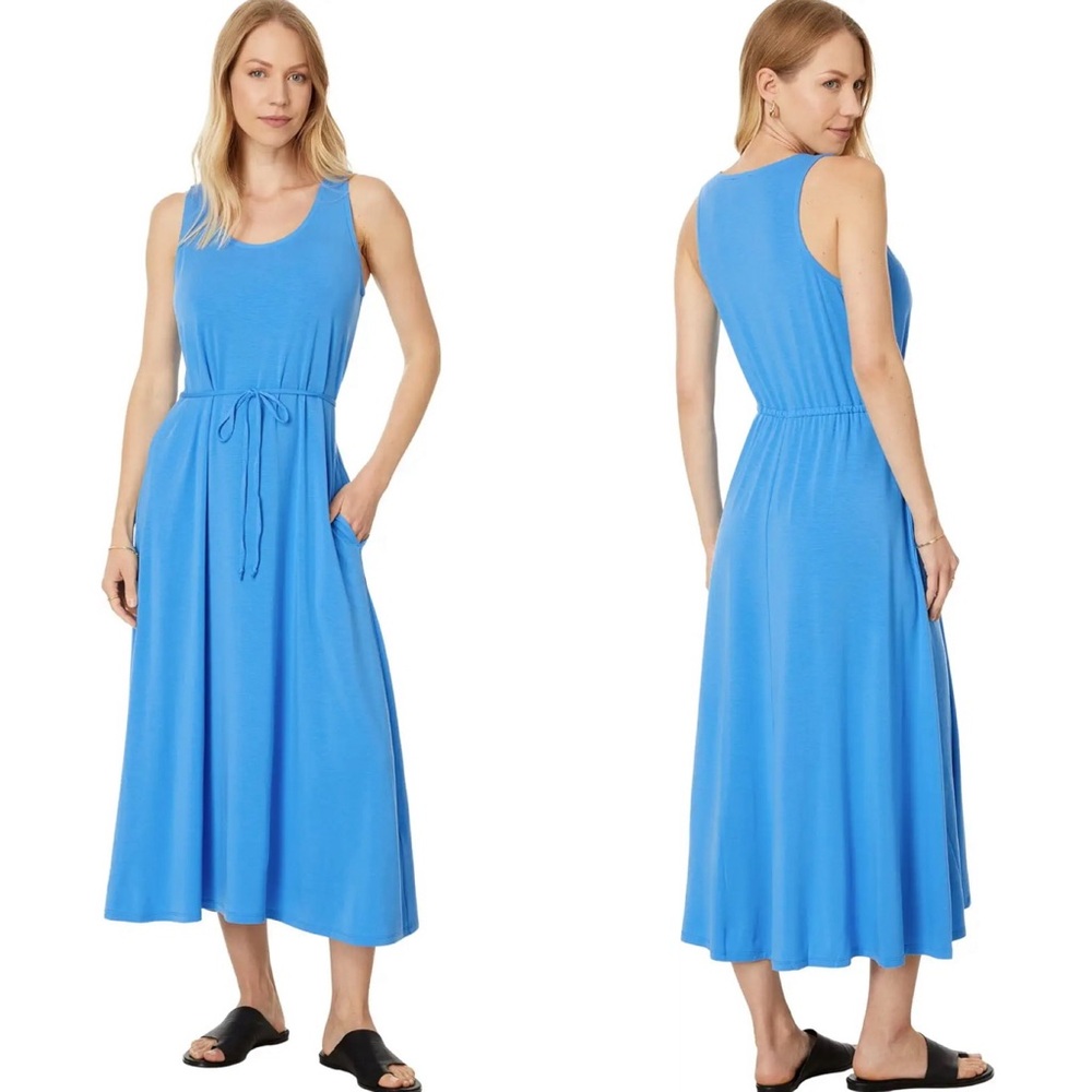 Eileen Fisher Racerback Full Length Dress Sleeveless Fine Jersey Calypso Size M